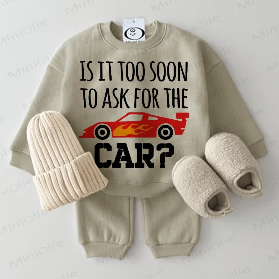 IS IT TOO SOON TO ASK FOR THE CAR? Baby Sweatshirt Set, 2-teilig , Grau Grün - Grau Grün - 2-3J - image 1
