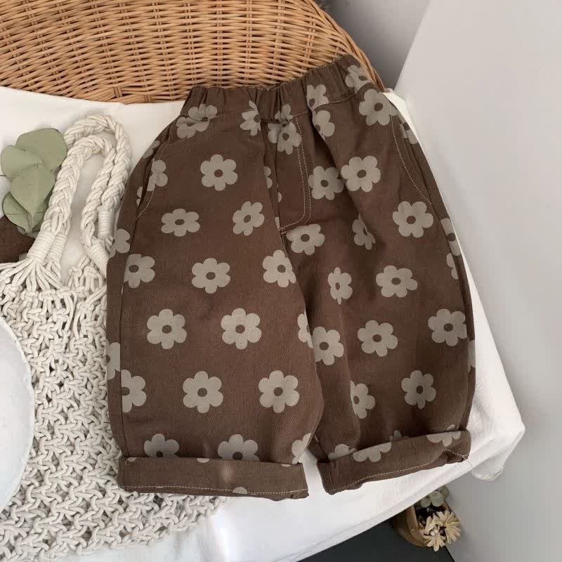 Baby Kleinkind Mädchen Blume Kaffee Hose - Kaffee​ - 5-7J - image 1
