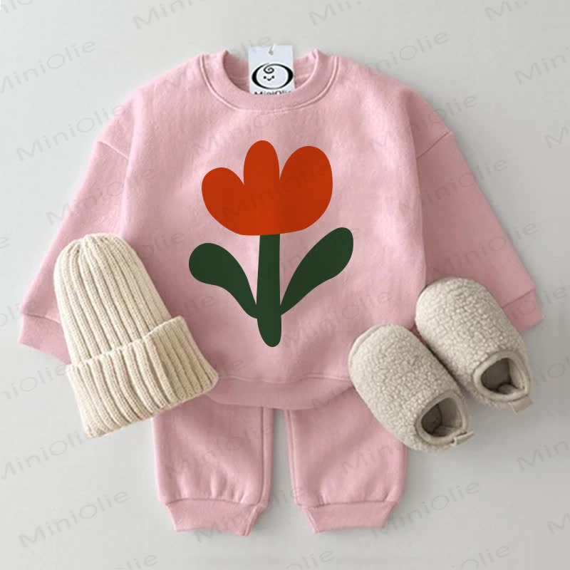 Baby Sweatshirt Set mit Blume, 2-teilig , Rosa - Rosa - 2-3J - image 1