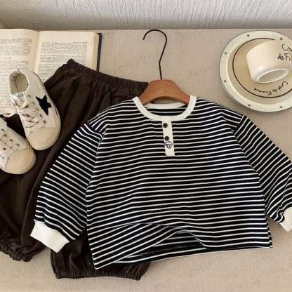  Kleinkind Baby Kleinkind-T-Shirt mit Streifen - Schwarz - 8Y - image 7