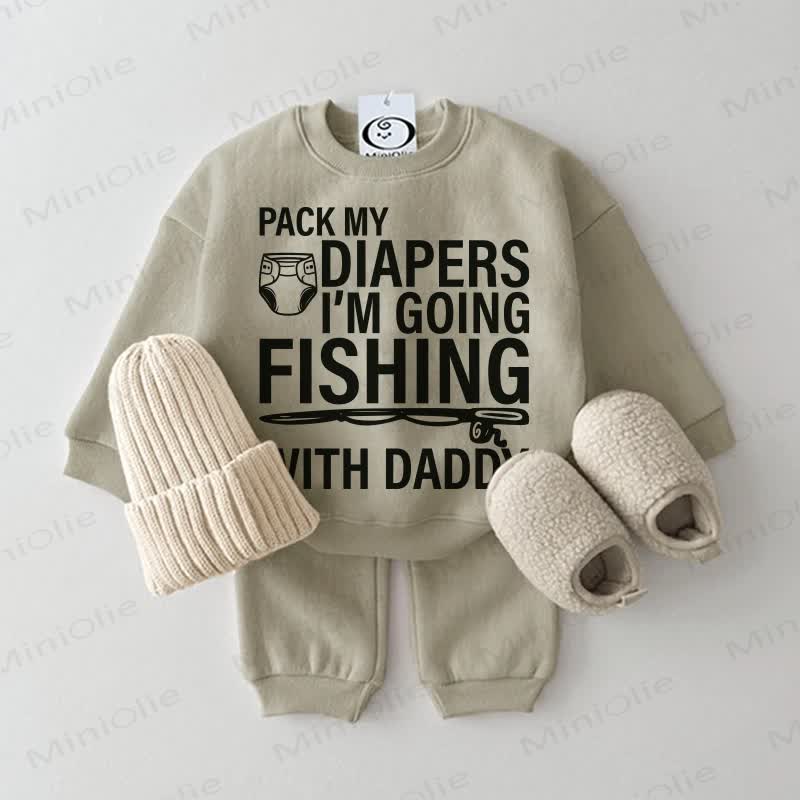 PACK MY DIAPERS I'M GOING FISHING WITH DADDY! Baby Set , Grau Grün, 2-teilig - Grau Grün - 2-3J - image 1