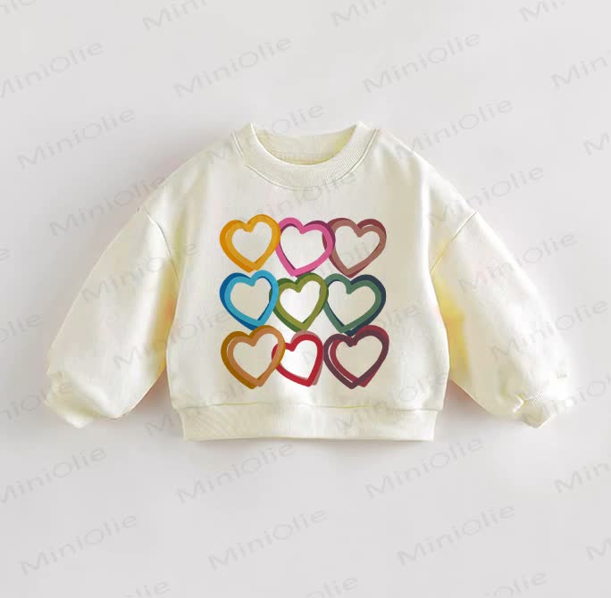 Lässiges Sweatshirt mit bunten Herzen für Baby und Kleinkind - Creme - 3-5J - image 1