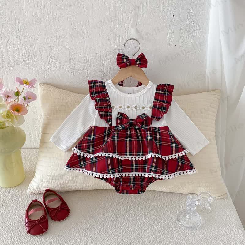 Baby Bodysuit mit Plaid und Gänseblümchen (2-teilig) inklusive Stirnband - image 2