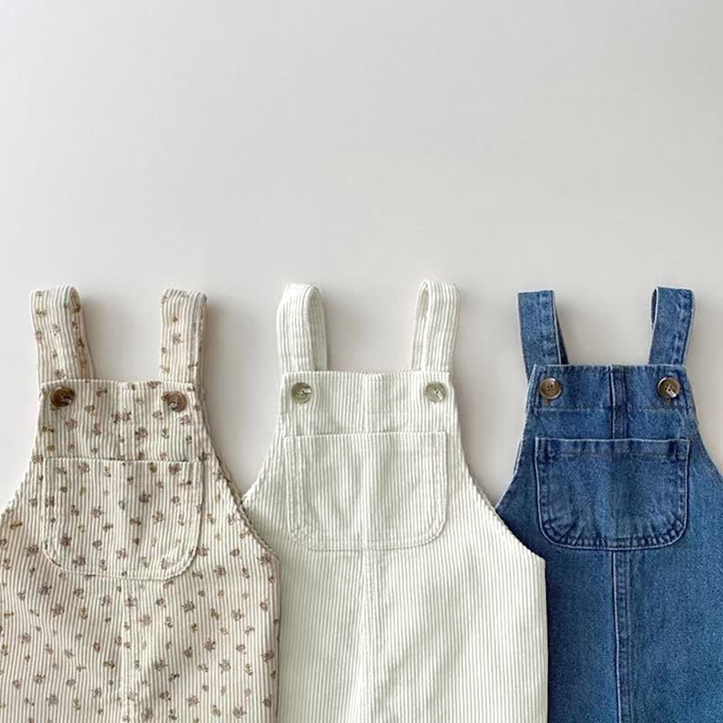 Baby Blume Cord Denim Latzhosen mit Tasche - image 1