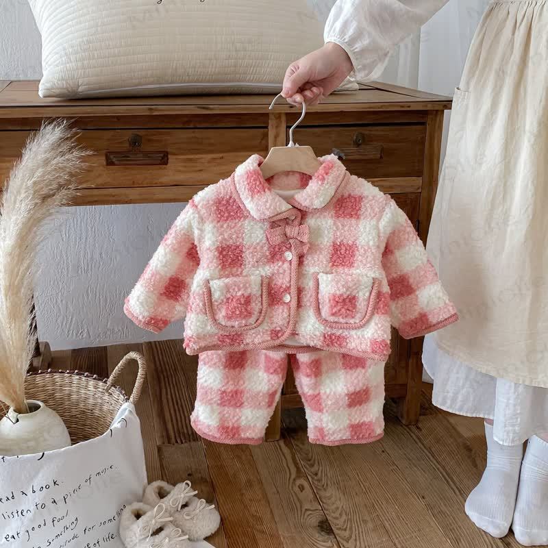 Vlies Oberbekleidung und Hose für Baby und Kleinkinder, rot-weiß Kleinkind - image 1