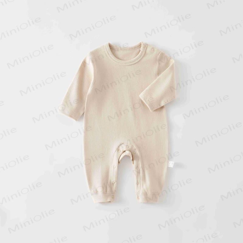 Baby Strampler in Einfarbig, Rundhalsausschnitt, bequem für Neugeboren - Creme - 18-24M - image 3