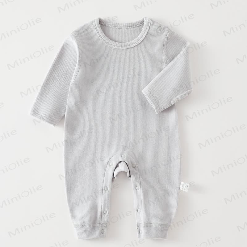 Baby Strampler in Einfarbig, Rundhalsausschnitt, bequem für Neugeboren - Grau - 18-24M - image 2