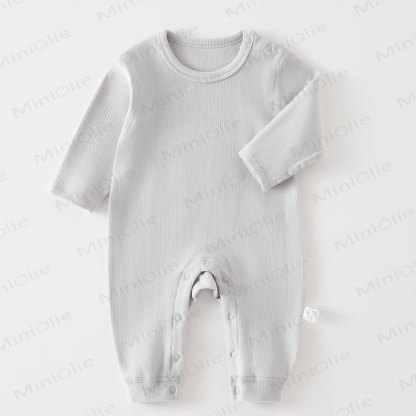 Baby Strampler in Einfarbig, Rundhalsausschnitt, bequem für Neugeboren - Grau - 18-24M - image 2