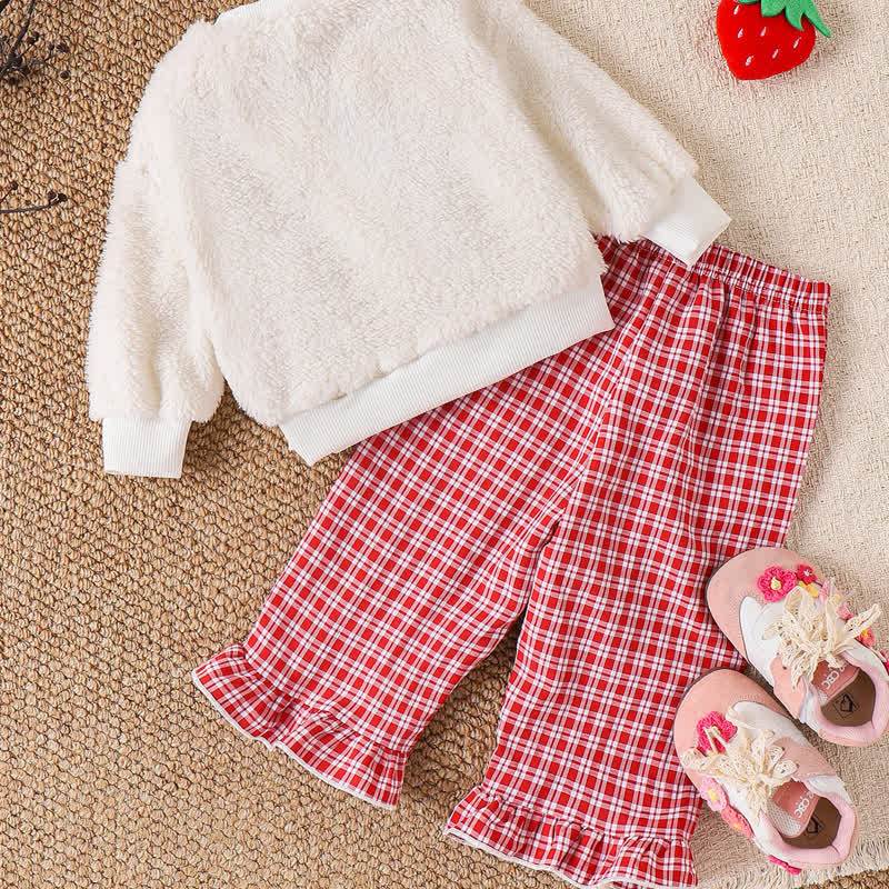 Baby Mädchen Süß Erdbeere Vlies Rot Weiß Plaid 2-teiliges Set - image 2
