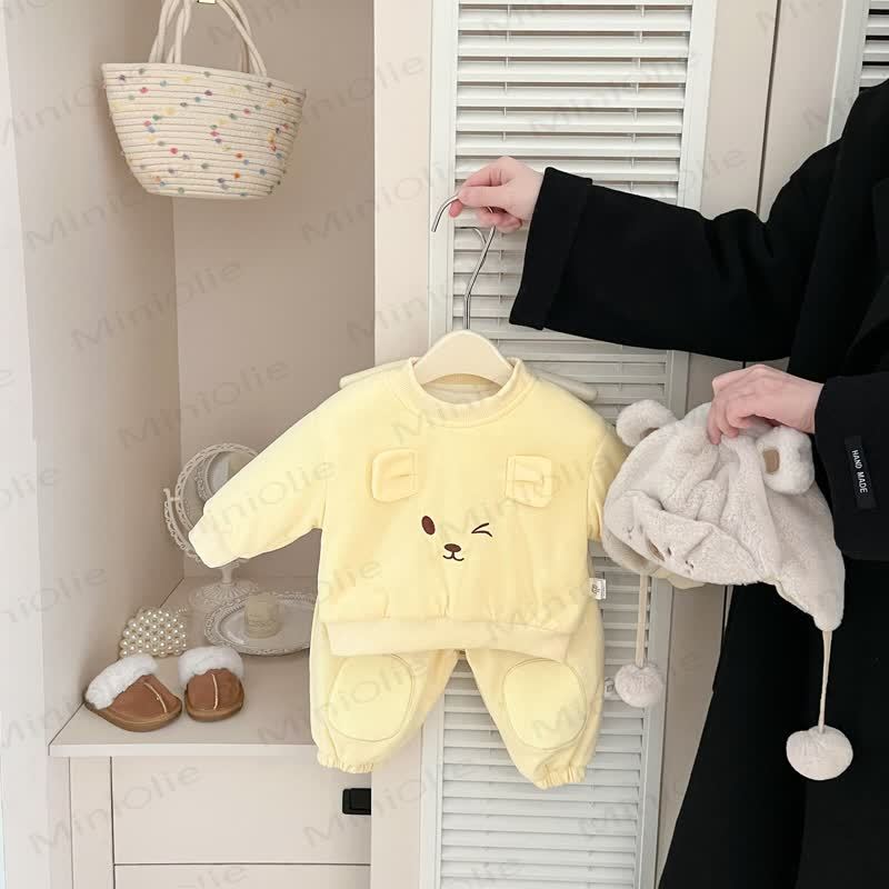 Baby Kleinkind Mädchen Bär Blink Gesteppt 2-teiliges Set - image 2