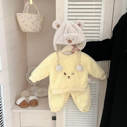 Baby Kleinkind Mädchen Bär Blink Gesteppt 2-teiliges Set - Gelb - 3-5J - image 1