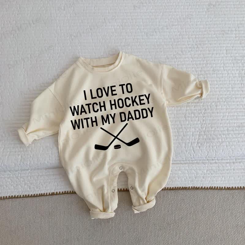 I LOVE TO WATCH HOCKEY WITH MY DADDY. Baby Strampler in Beige - Beige - 2-3J - image 1