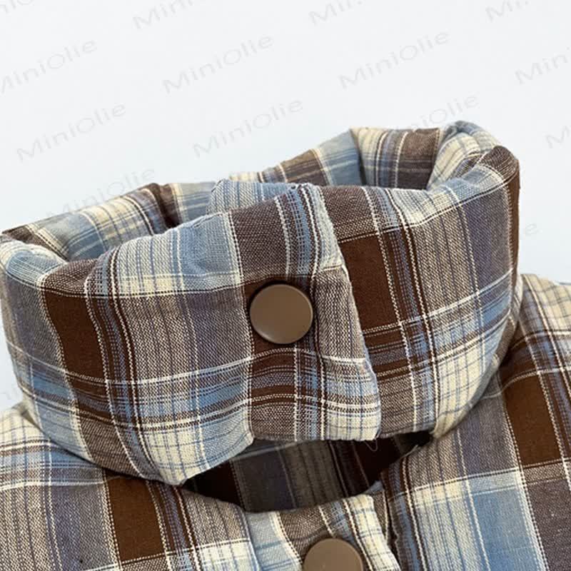 Baby Kleinkind Spitze mit Kaffee , karierte Hose mit Plaid und Gesteppt Tanktop - image 7