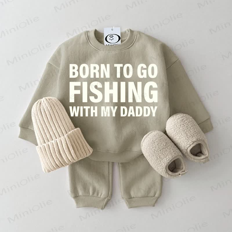 BORN TO GO FISHING WITH MY DADDY Baby Grau Grün 2-teiliges Set - Grau Grün - 2-3J - image 1