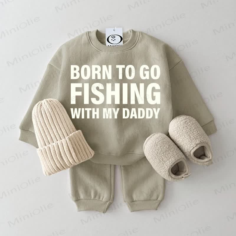 BORN TO GO FISHING WITH MY DADDY Baby Grau Grün 2-teiliges Set - Grau Grün - 2-3J - image 1