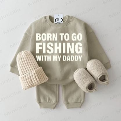 BORN TO GO FISHING WITH MY DADDY Baby Grau Grün 2-teiliges Set - Grau Grün - 2-3J - image 1