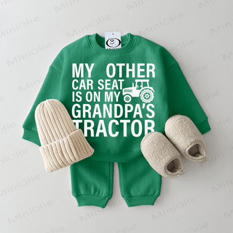 MY OTHER CAR SEAT IS ON MY GRANDPA'S TRACTOR. Baby Simple Sweatshirt 2-teiliges grünes Set - Grün - 2-3J - image 1