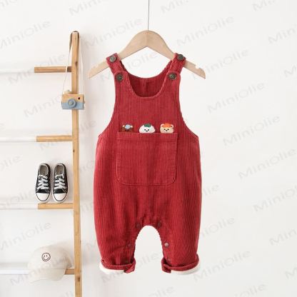 Baby und Kleinkind Overalls mit Tier , Cord und Vlies - Rot - 3-5J - image 4
