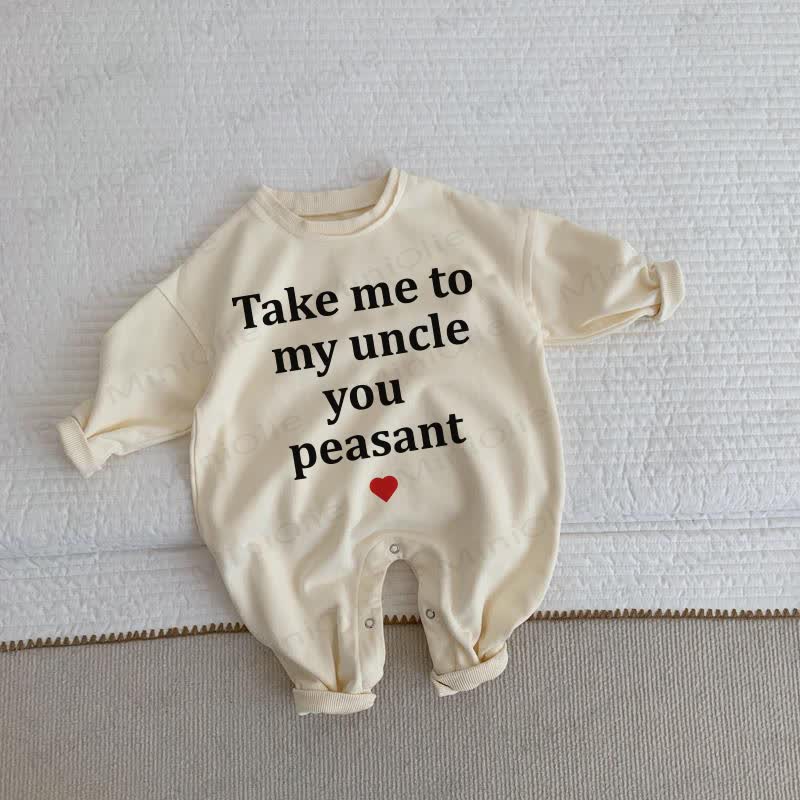 TAKE ME TO MY UNCLE YOU PEASANT Baby Kleinkind Beige Strampler - Onkel - 2-3J - image 1
