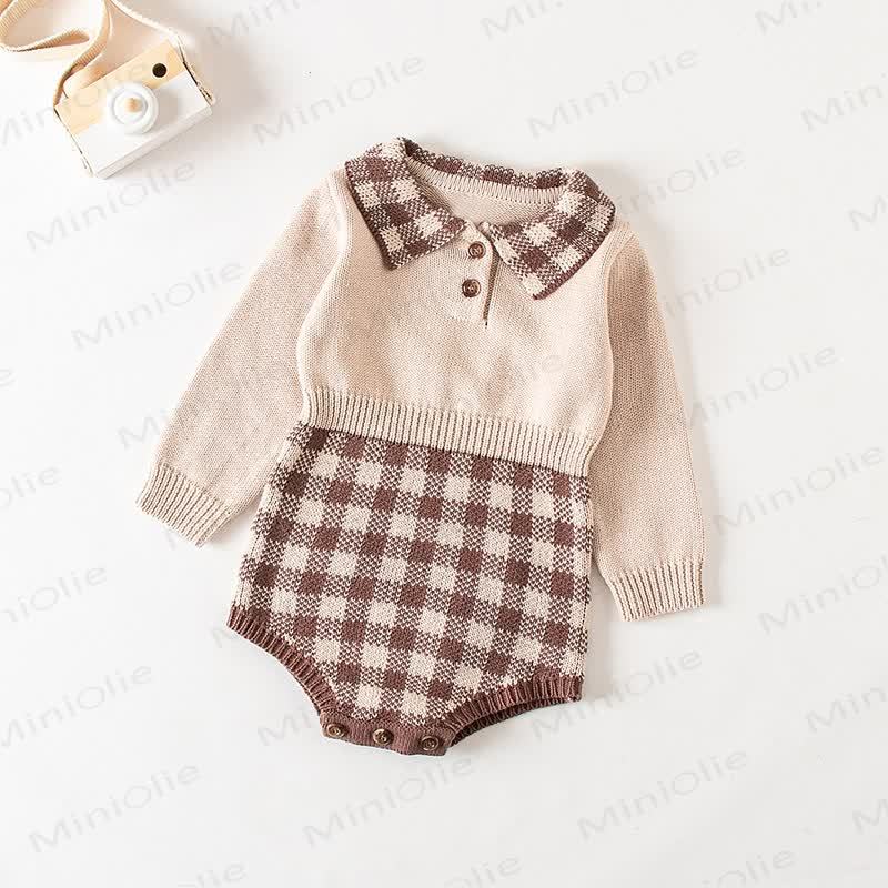 Baby Bodysuit aus Plaid Stricken - Beige - 18-24M - image 2