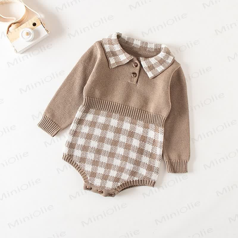 Baby Bodysuit aus Plaid Stricken - Khaki - 18-24M - image 4