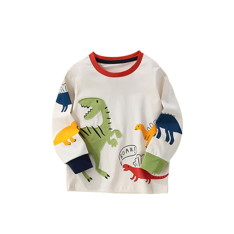 Kinder Sweatshirt mit Dinosaurier -Print und Rundhalsausschnitt für Kinder-Jungen  - image 2