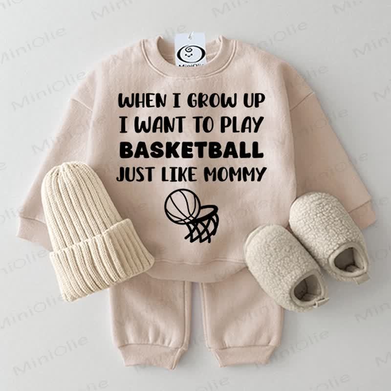 WHEN I GROW UP I WANT TO PLAY BASKETBALL JUST LIKE MOMMY. Baby 2-teiliges Beige Set - Beige - 2-3J - image 1
