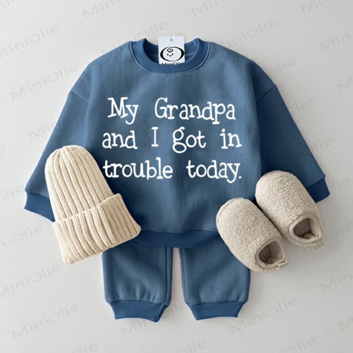 MY GRANDPA AND I GOT IN TROUBLE TODAY Blau Baby Sweatshirt -teiliges Set - Blau - 2-3J - image 1