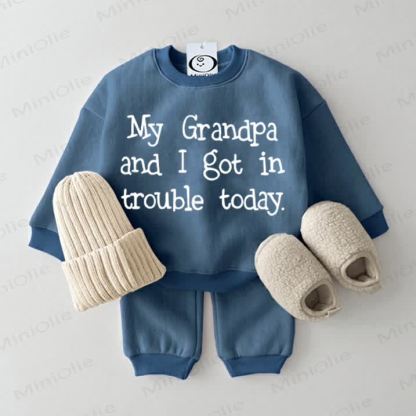MY GRANDPA AND I GOT IN TROUBLE TODAY Blau Baby Sweatshirt -teiliges Set - Blau - 2-3J - image 1