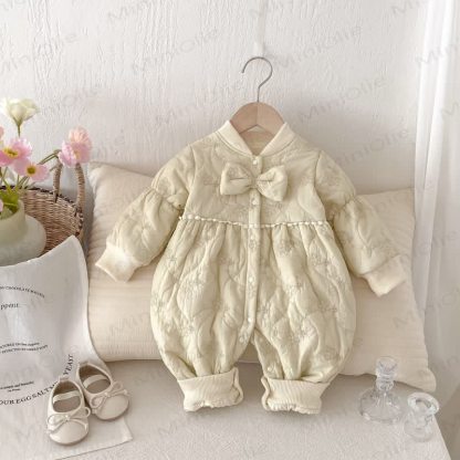 Gesteppt , warmer und niedlicher Baby Mädchen Strampler - Aprikose - 18-24M - image 1