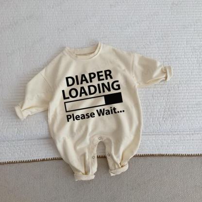 DIAPER LOADING PLEASE WAIT... Kleinkind Baby Beige Strampler - Beige - 2-3J - image 1