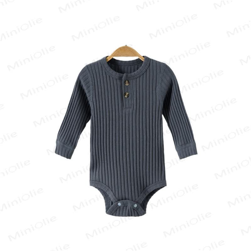 Baby Bodysuit mit Gerippt, Einfarbig, mit Knöpfen - image 14
