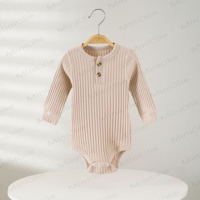 Baby Bodysuit mit Gerippt, Einfarbig, mit Knöpfen - Beige - 18-24M - image 2