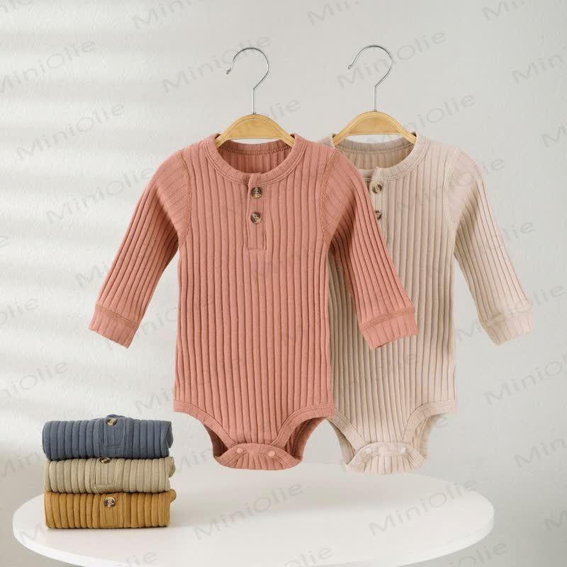 Baby Bodysuit mit Gerippt, Einfarbig, mit Knöpfen - image 1
