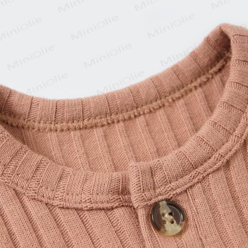 Baby Bodysuit mit Gerippt, Einfarbig, mit Knöpfen - image 5