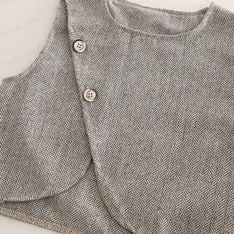 3-teiliges Set für Kleinkind : Weste mit Blume , Krawatte, Schulterknöpfen und Knopfleiste - image 10