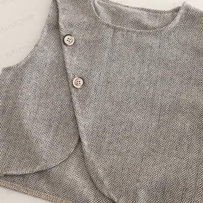 3-teiliges Set für Kleinkind : Weste mit Blume , Krawatte, Schulterknöpfen und Knopfleiste - image 10