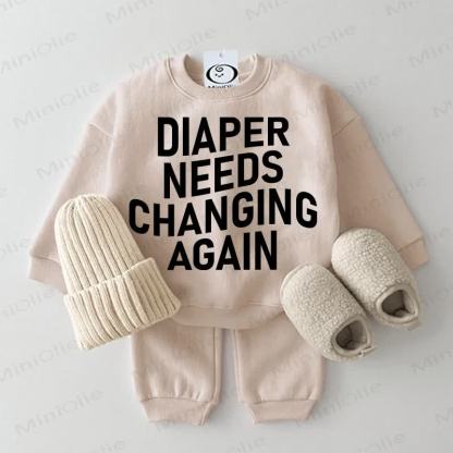 DIAPER NEEDS CHANGING AGAIN werden – Baby Beige 2-teiliges Set - Beige - 2-3J - image 1