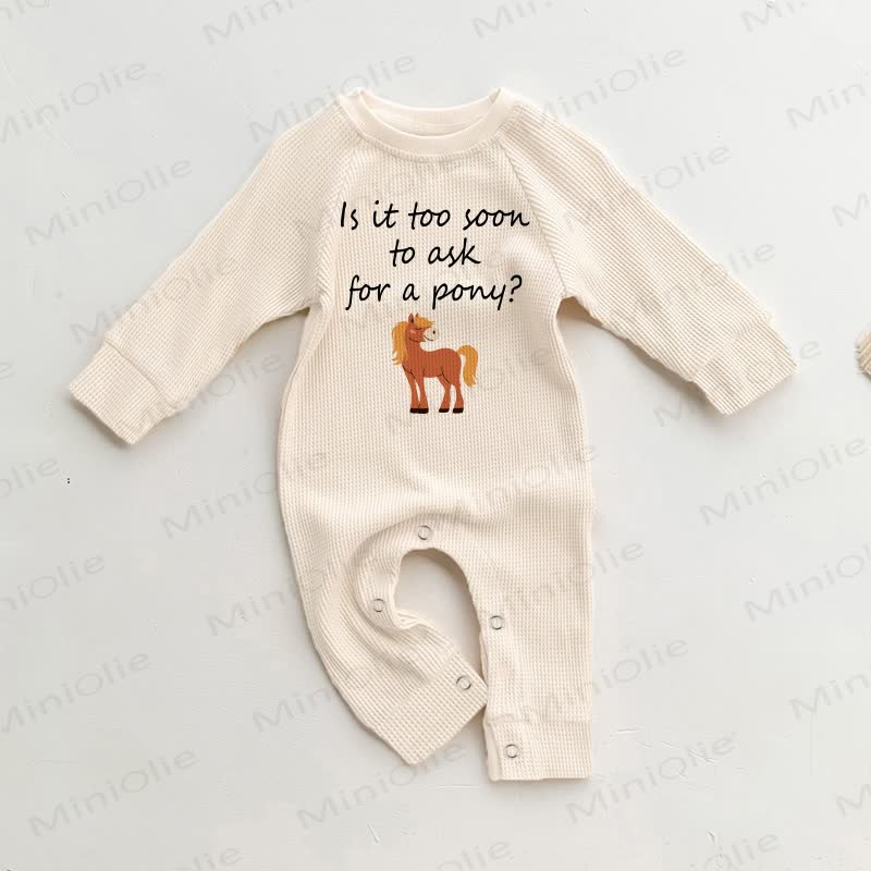 IS IT TOO SOON TO ASK FOR A PONY? Baby Waffel in Strampler - Beige - 18-24M - image 1