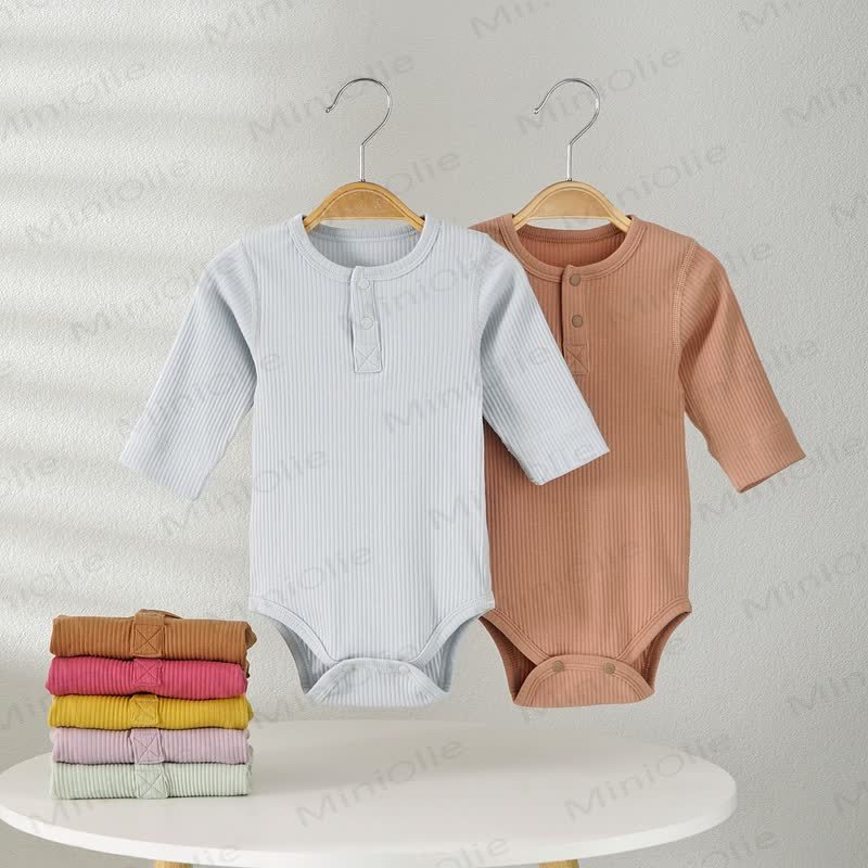 Baby Pyjama , Einfarbig Gerippt Bodysuit - image 1