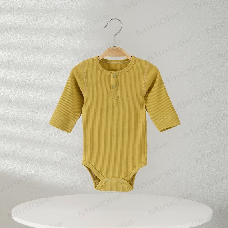 Baby Pyjama , Einfarbig Gerippt Bodysuit - Gelb - 18-24M - image 3