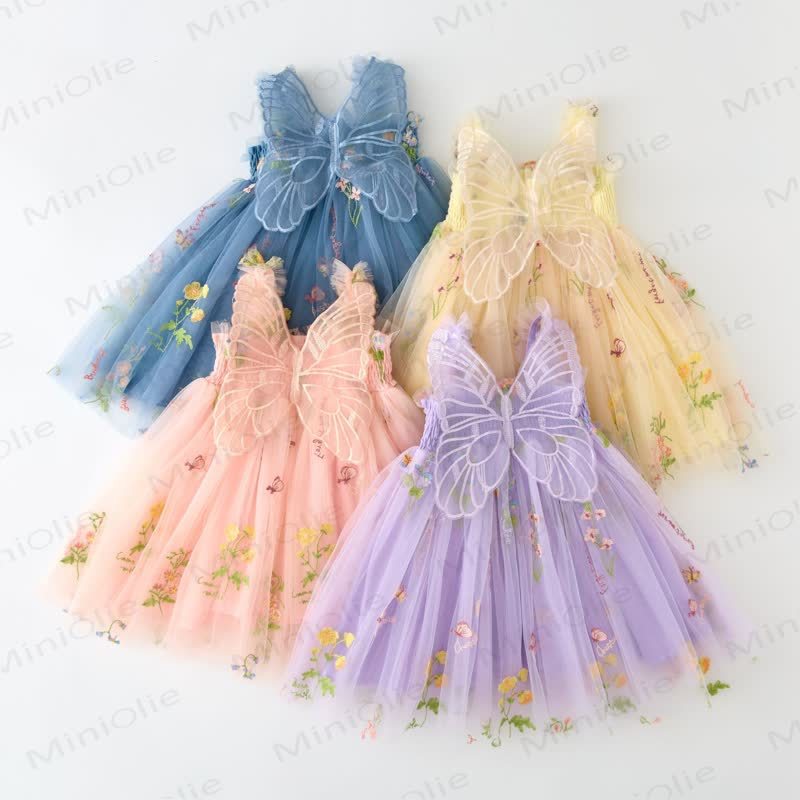 Kleid aus Netzstoff für Baby und Kleinkind , Schmetterling und Blume - image 2