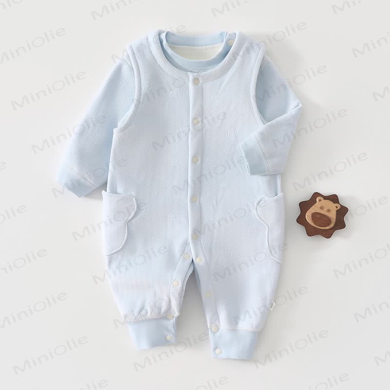 Baby Fleece Bear Pocket Romper - Blue - 2-3T - image 1