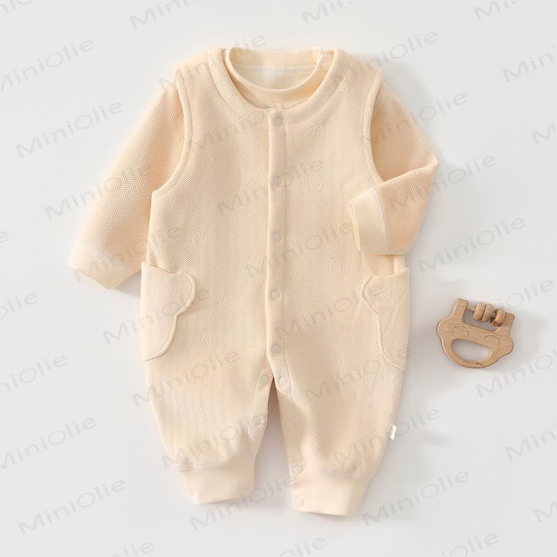 Baby Fleece Bear Pocket Romper - Khaki - 2-3T - image 7