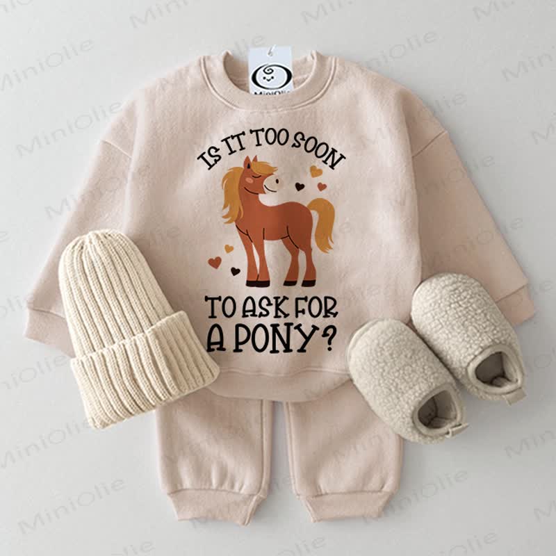 IS IT TOO SOON TO ASK FOR A PONY Baby 2-teiligen Beige Set zu fragen? - Beige - 2-3J - image 1