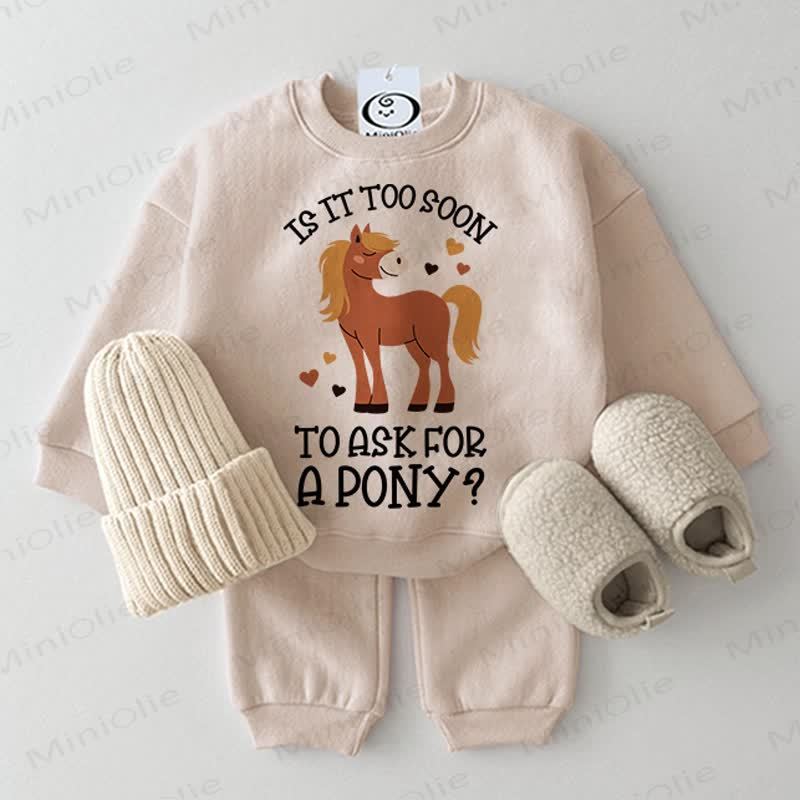 IS IT TOO SOON TO ASK FOR A PONY Baby 2-teiligen Beige Set zu fragen? - Beige - 2-3J - image 1