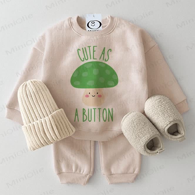 CUTE AS A BUTTON Baby Beige Sweatshirt 2-teiliges Set - Beige - 2-3J - image 1