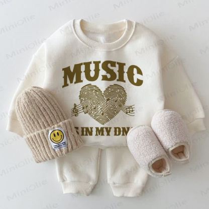 MUSIC IS IN MY DNA Baby White Sweatshirt 2-teiliges Set - Weiß - 2-3J - image 1