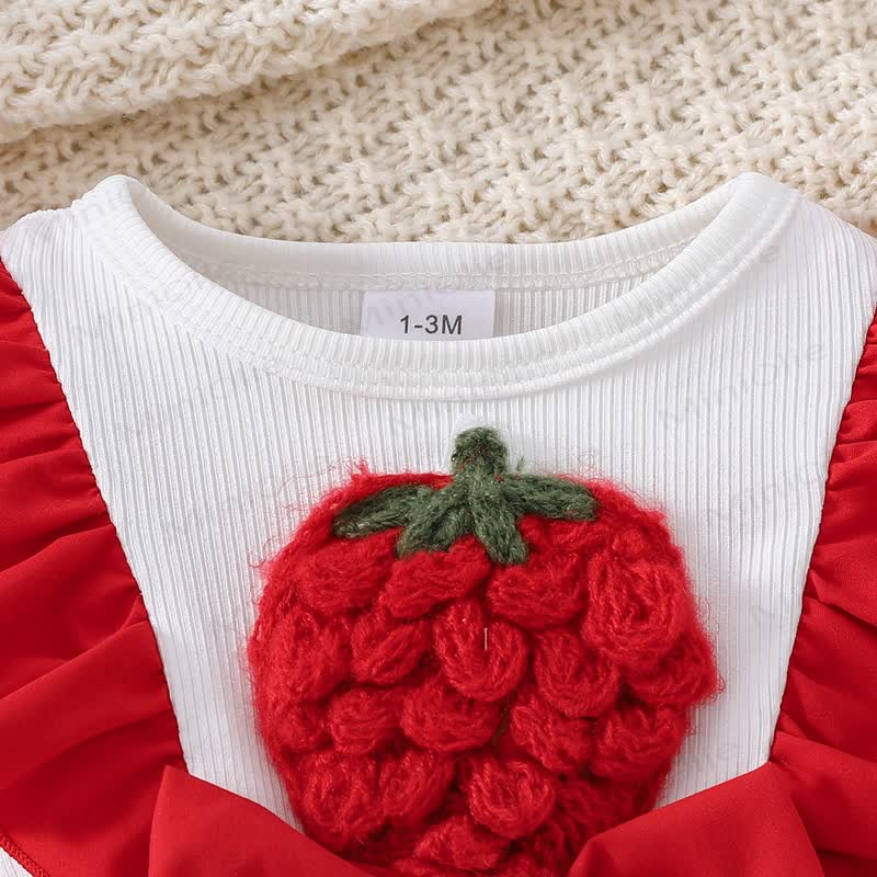 Kleid für Mädchen mit Schleife, Erdbeere und fliegenden Ärmeln - image 3