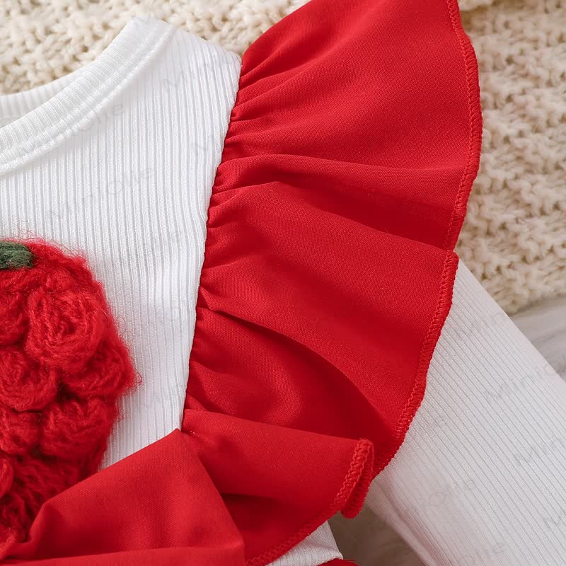 Kleid für Mädchen mit Schleife, Erdbeere und fliegenden Ärmeln - image 4